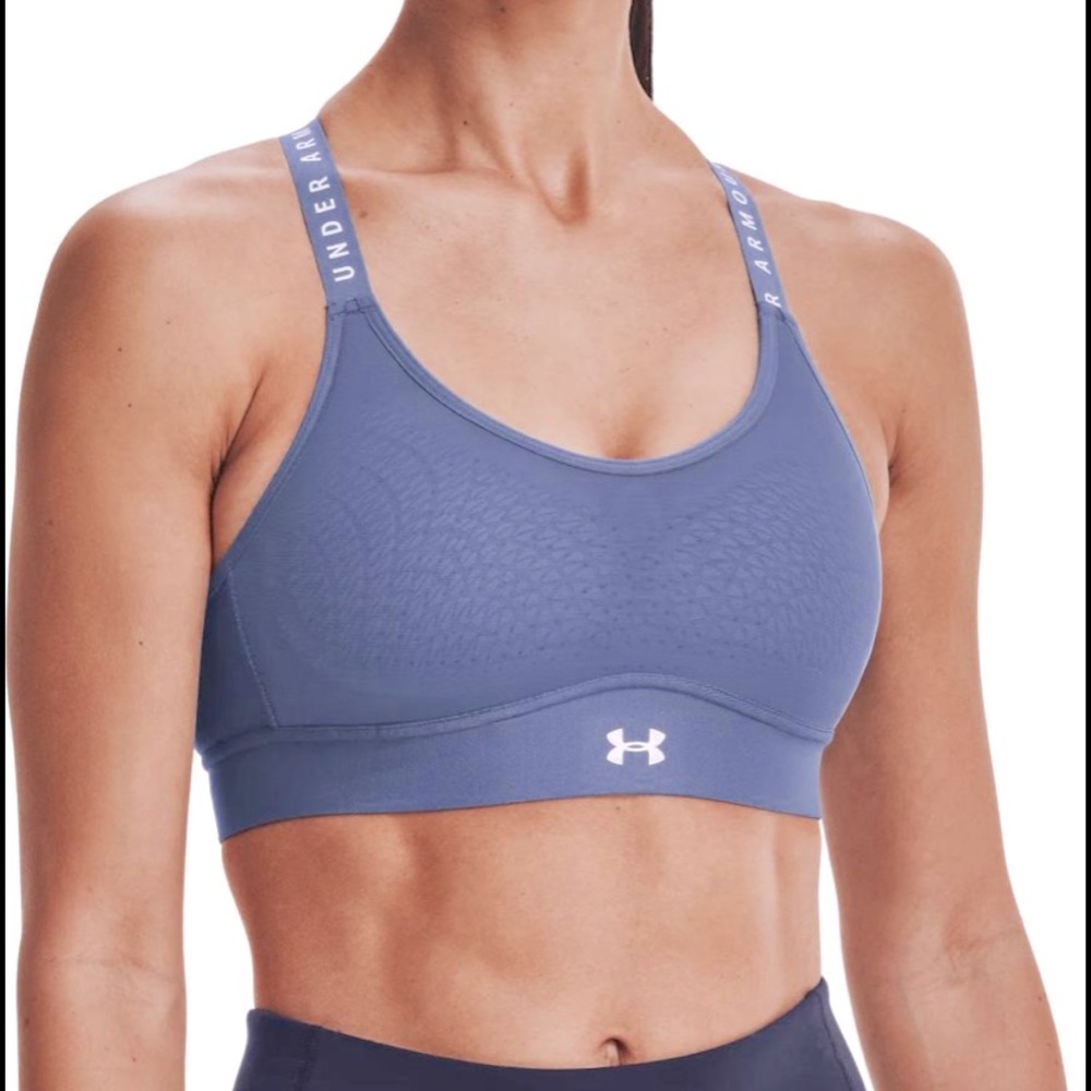 UA Infinity Mid Sports Bra - Women’s XS (30A/30B/32AA/32A/32B) in Mineral Blue